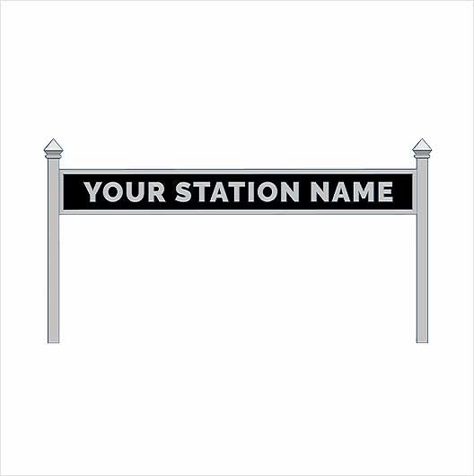 O Scale | Pre-Coloured | Single-Sided Personalised Steam-Era Station Name Board - Style 1 - One Line of Text