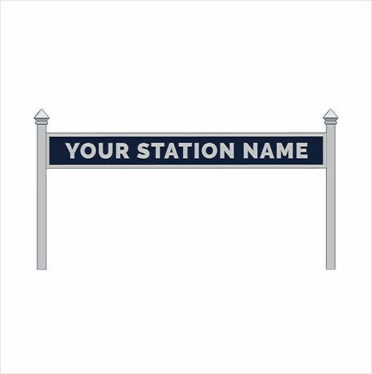 Pre-Coloured Personalised Steam-Era Station Name Board - Style 1 - Two Lines of Text
