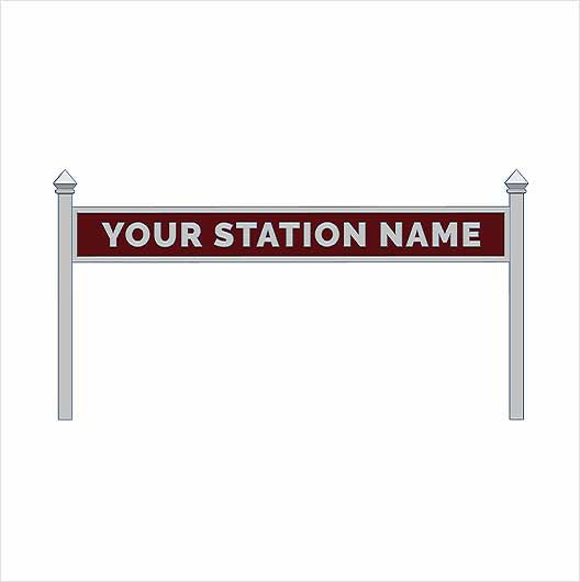 Pre-Coloured Personalised Steam-Era Station Name Board - Style 1 - Two Lines of Text