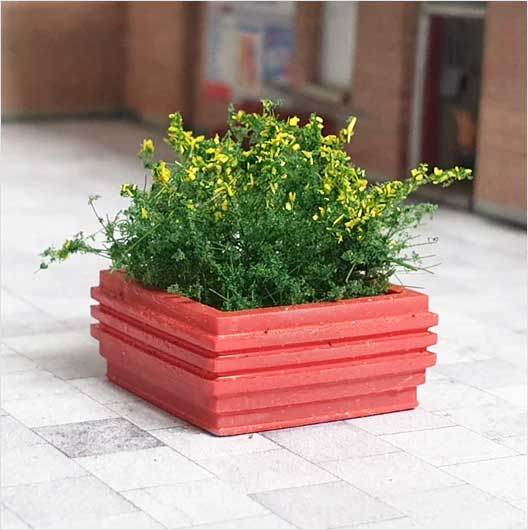 OO Scale | Civic Flower Planter - Square (3 pack)