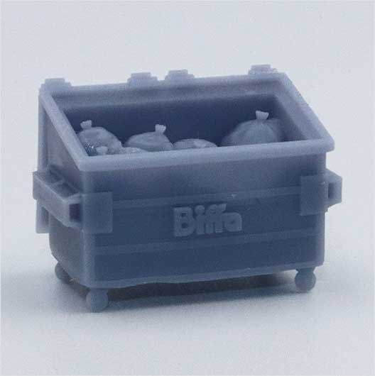 OO Scale | 1100 Litre Four Wheel Bin with Open Lids