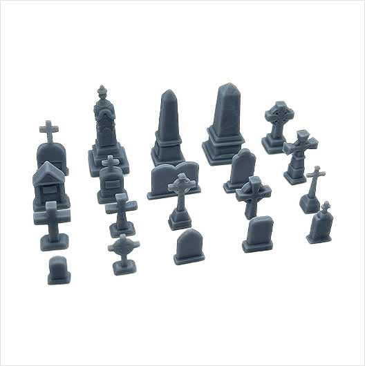 OO Scale | Ready to Paint | Grave Yard Set 2 (20 pieces)
