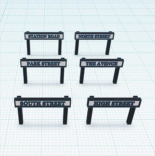 OO Scale | Custom Street Signs (6 pack)