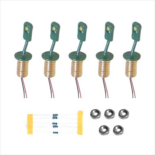 OO Scale Wall-Mounted Street Light - Green (5 pack)