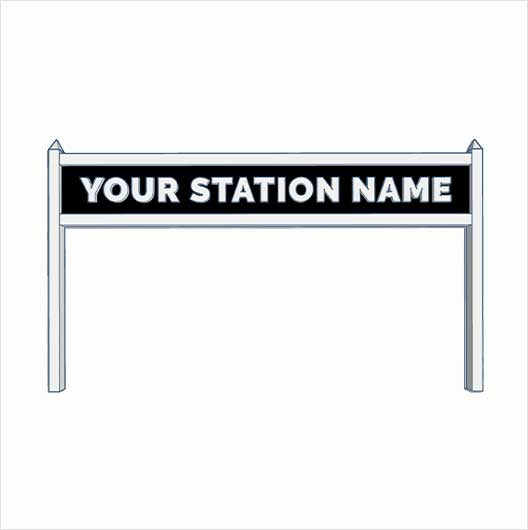 TT Scale Pre-Coloured Double-Sided Personalised Steam-Era Station Name Board - Style 2 - One Line of Text