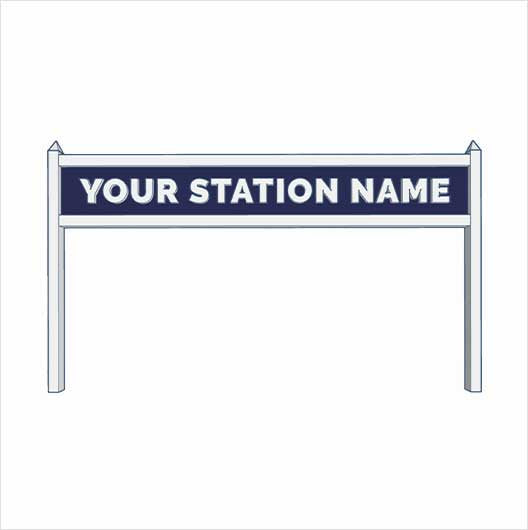 HO Scale Pre-Coloured Double-Sided Personalised Steam-Era Station Name Board - Style 2 - One Line of Text