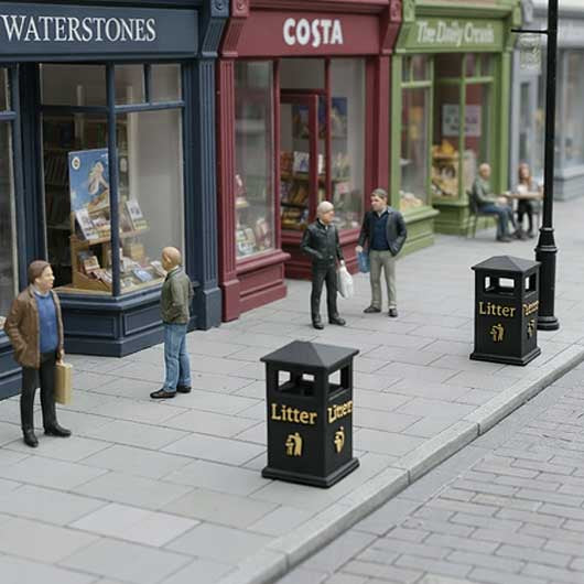 OO Scale Ready to Paint Civic Litter Bin - Style 2 (6 pack)