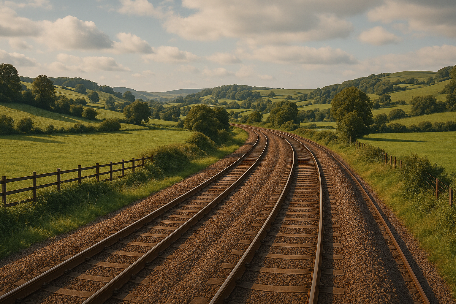 Clean railway countryside background for THE CLUB