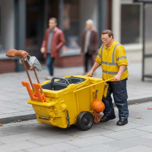 OO Scale Ready to Paint Modern Road Sweeper with Cart