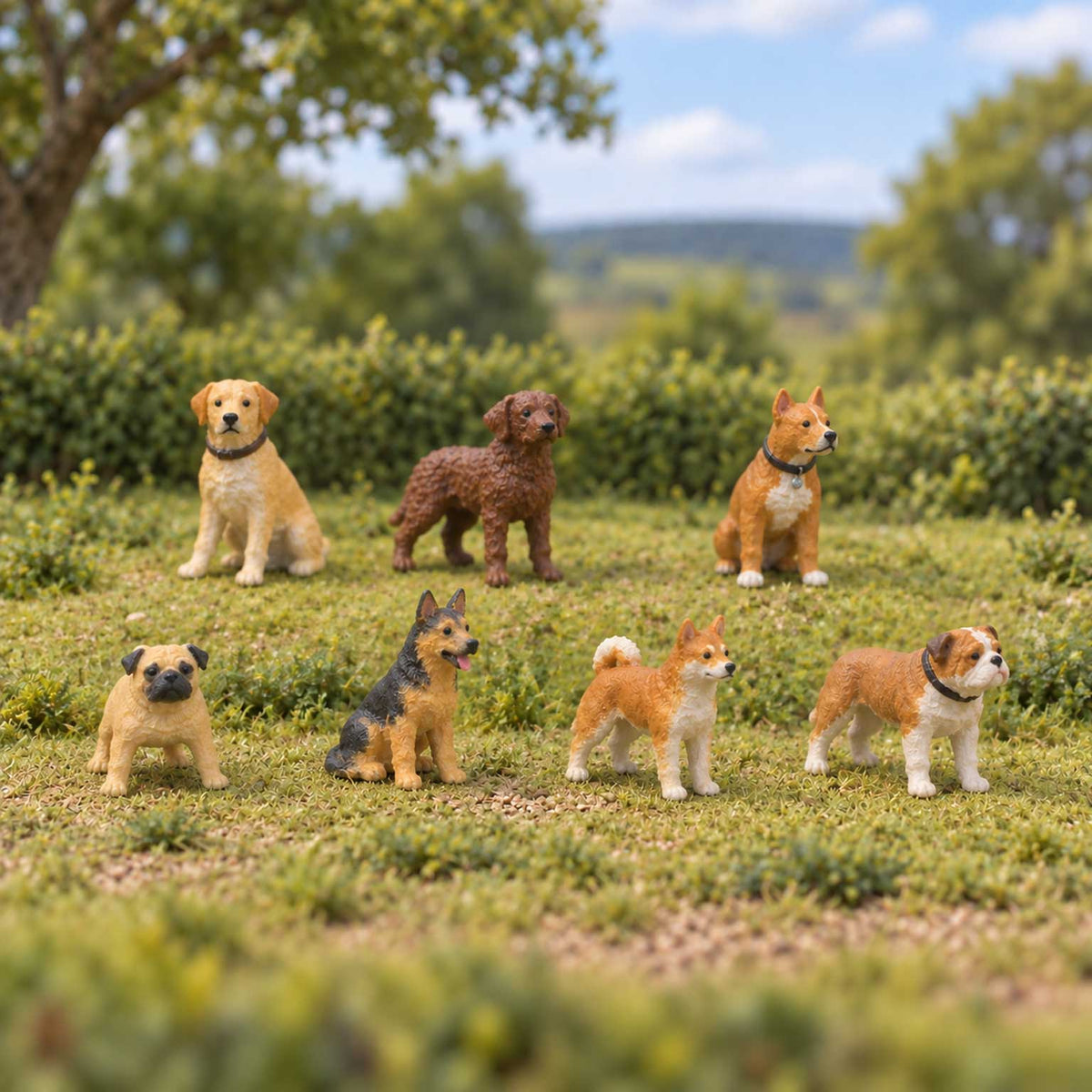OO Scale Ready to Paint Dogs - Pack 1 (7 Figures)