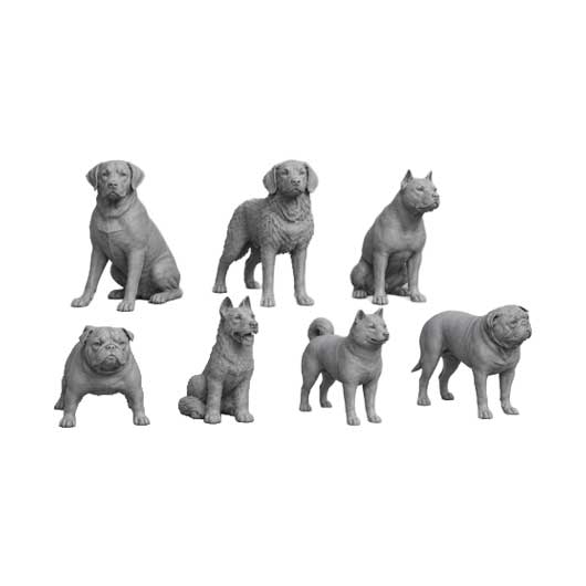 OO Scale Ready to Paint Dogs - Pack 1 (7 Figures)