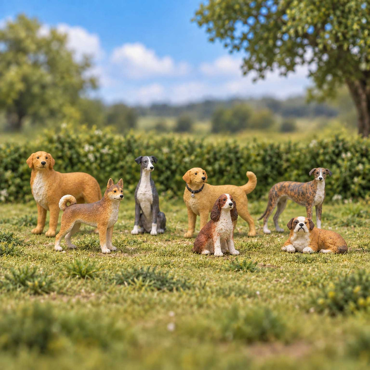 OO Scale Ready to Paint Dogs - Pack 2 (7 Figures)