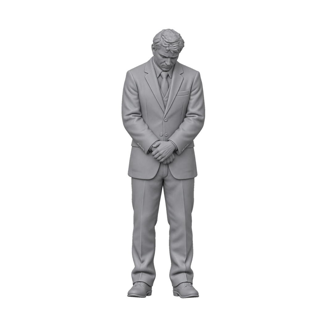 OO Scale Ready to Paint Modern Funeral Mourner with Clasped Hands