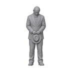 OO Scale Ready to Paint Modern Funeral Attendee Holding Trilby Hat