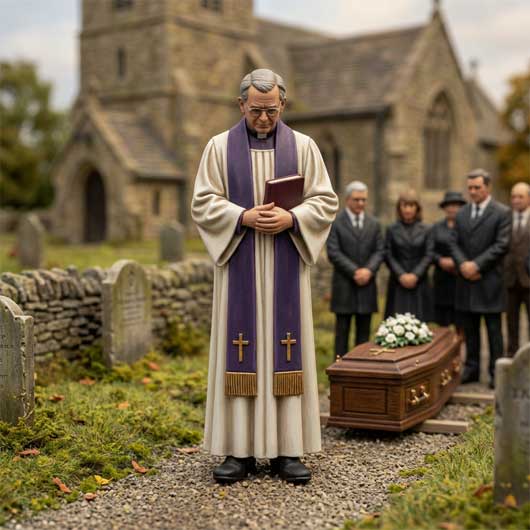 OO Scale Ready to Paint Modern Reverend Leading a Funeral Service