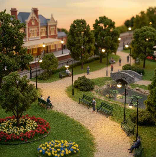 OO Scale 3-Volt Goose Neck Park Lamp (3 pack)