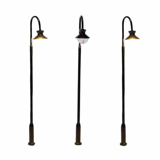 OO Scale 3-Volt Goose Neck Park Lamp (3 pack)