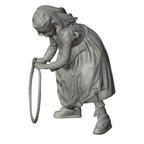 Generated grey resin studio product asset - OO Scale Ready to Paint Victorian Girl Playing With A Hoop
