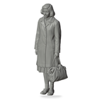 Generated grey resin studio product asset - OO Scale Ready to Paint 1950s Teenage Girl Carrying A Bag
