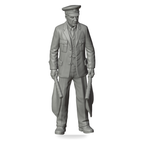 Generated grey resin studio product asset - OO Scale Ready to Paint 1950s Signalman With Flags
