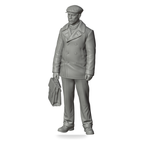 Generated grey resin studio product asset - OO Scale Ready to Paint 1950s Man Holding A Satchel