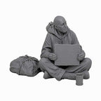 OO Scale Ready to Paint Modern Homeless Man Begging