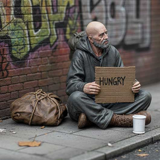 OO Scale Ready to Paint Modern Homeless Man Begging