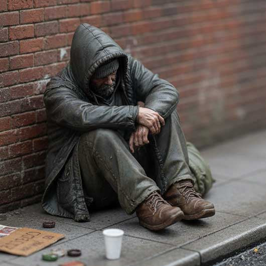 OO Scale Ready to Paint Homeless Man Sitting