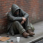 OO Scale Ready to Paint Homeless Man Sitting