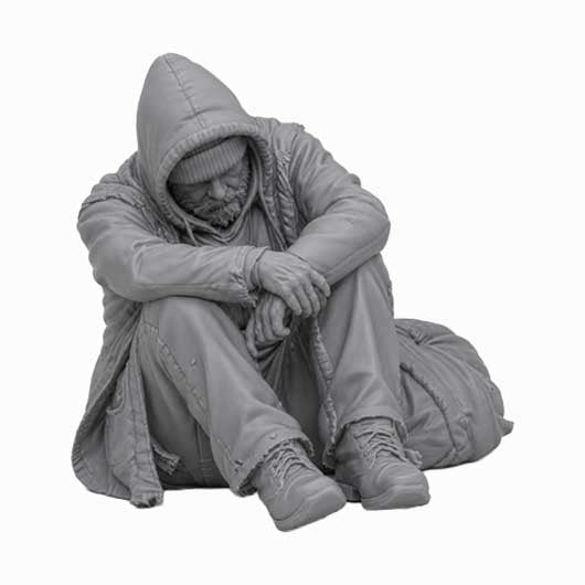 OO Scale Ready to Paint Homeless Man Sitting