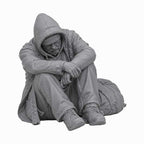 OO Scale Ready to Paint Homeless Man Sitting