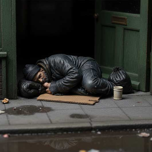 OO Scale Ready to Paint Modern Homeless Man Sleeping