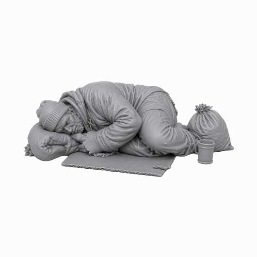 OO Scale Ready to Paint Modern Homeless Man Sleeping