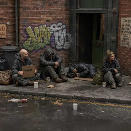 OO Scale Ready to Paint Modern Homeless People Bundle (4 Pack)