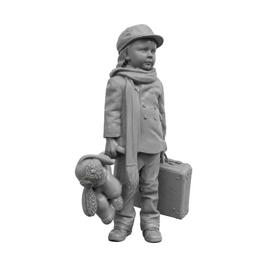 OO Scale Ready to Paint 1950s Boy with Suitcase and Toy