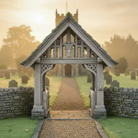 OO Scale Ready to Paint Oak Lych Gate with Slate Tiled Roof