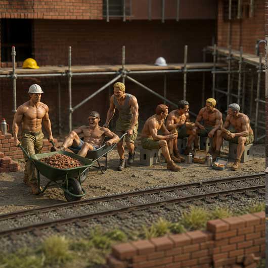 OO Scale Ready to Paint Modern Builders at Work Bundle (8 Pack)