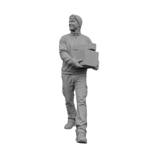 OO Scale Ready to Paint Modern Delivery Driver Carrying Boxes