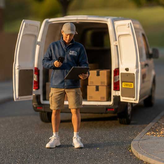 OO Scale Ready to Paint Modern Delivery Driver Scanning a Package