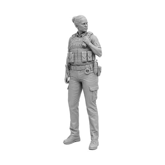 OO Scale Ready to Paint Modern Female Police Officer Talking on Radio