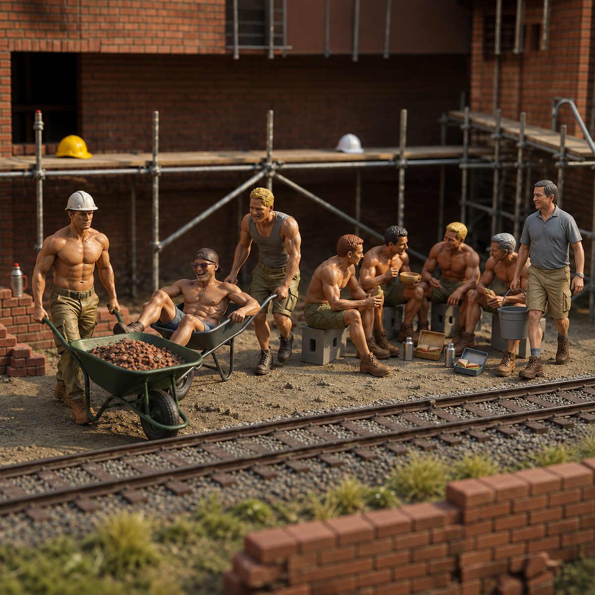 OO Scale Ready to Paint Modern Builders at Work Bundle (8 Figures)