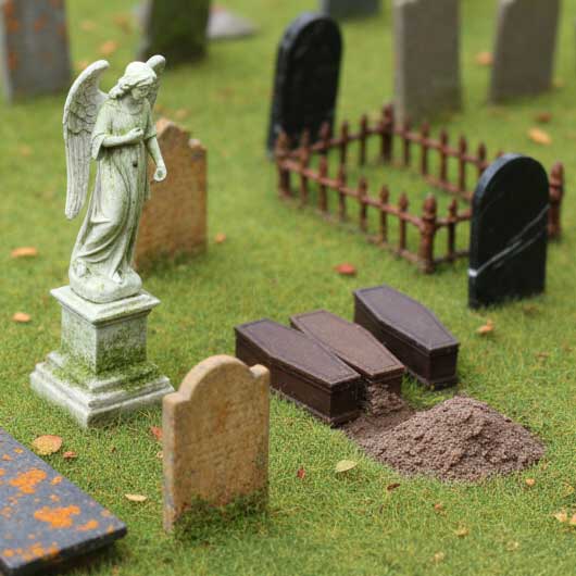 N Scale Ready to Paint Grave Yard Set 1 (19 pieces)