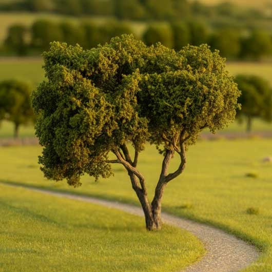 OO Scale Premium 30 Foot Handcrafted Oak Tree - Moss Green