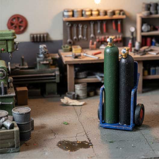 OO Scale Ready to Paint Oxy-Acetylene Cylinders On Trolley (2 pack)