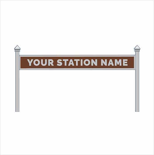 TT Scale Pre-Coloured Single-Sided Personalised Steam-Era Station Name Board - Style 1 - One Line of Text