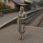 Generated painted context product asset - OO Scale Ready to Paint 1950s Woman Wearing A Headscarf