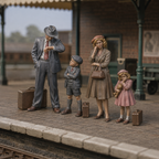 Generated painted context product asset - OO Scale Ready to Paint 1950s Parents With Two Children