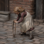 Generated painted context product asset - OO Scale Ready to Paint Victorian Girl Playing With A Hoop