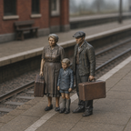 Generated painted context product asset - OO Scale Ready to Paint 1950s Poor Parents With Son