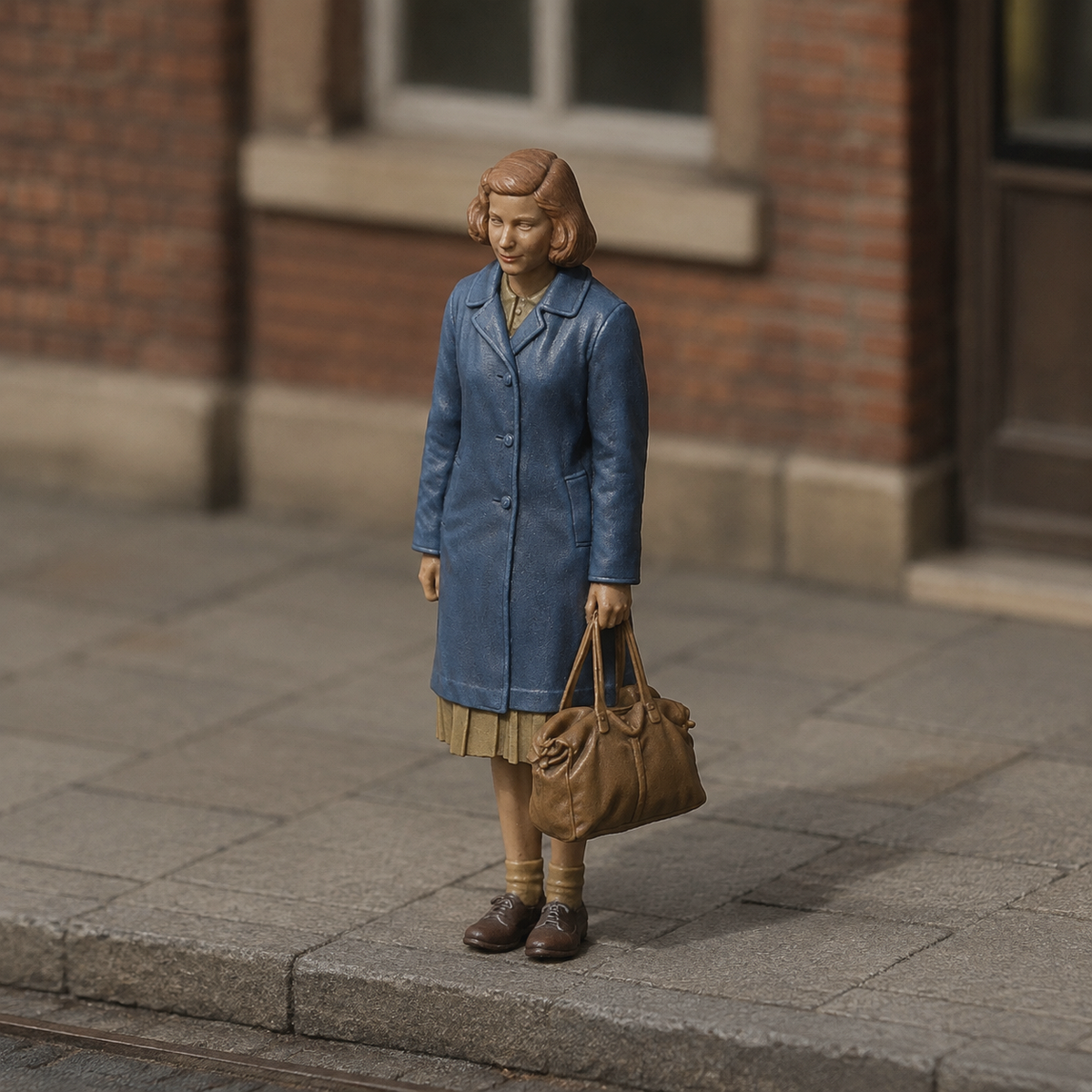 Generated painted context product asset - OO Scale Ready to Paint 1950s Teenage Girl Carrying A Bag